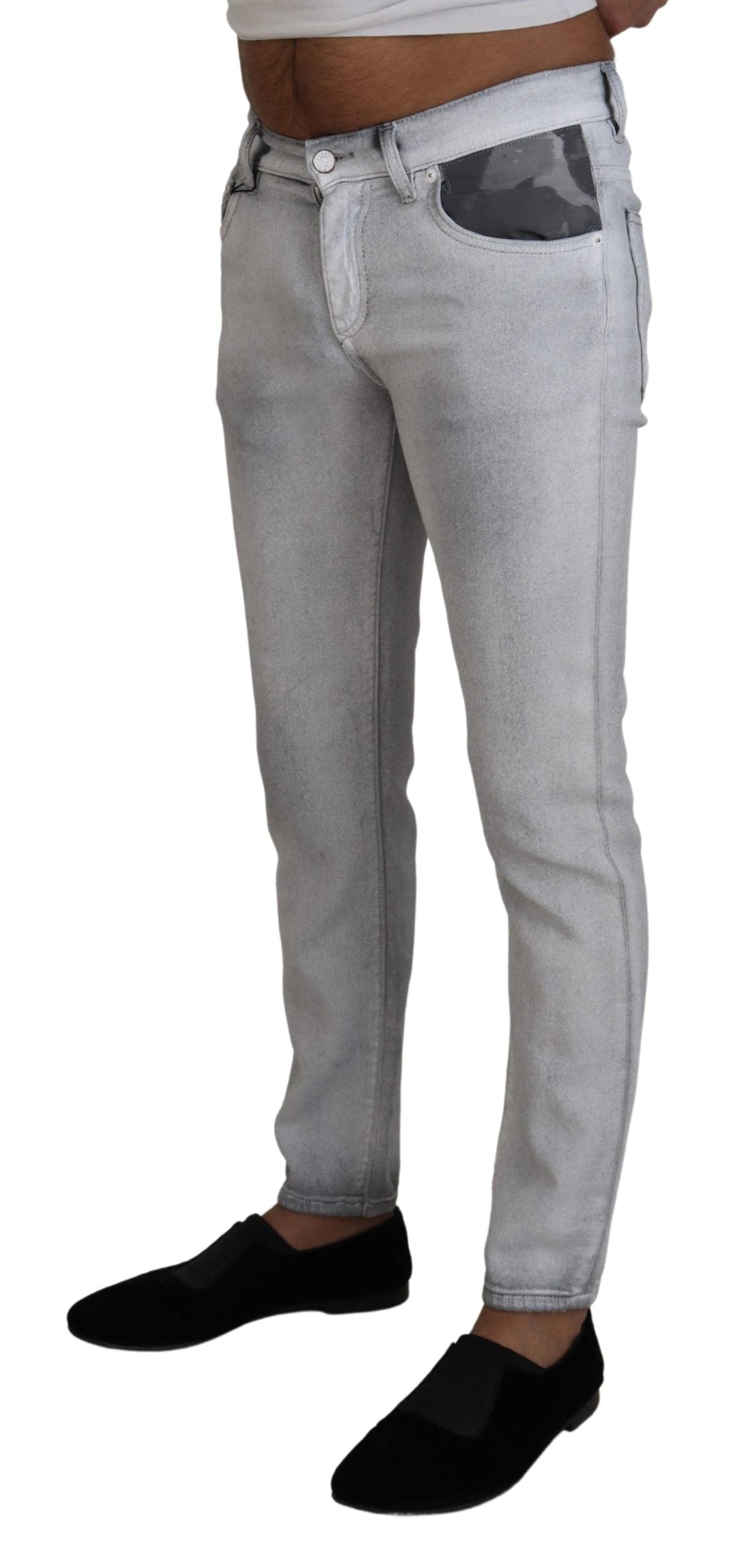 Dolce & Gabbana Elegant Gray Washed Cotton Blend Pants - IT46 | S