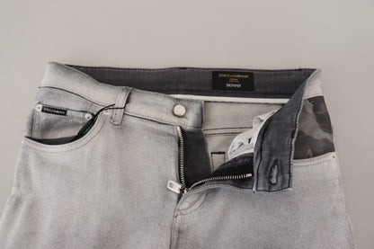 Dolce & Gabbana Elegant Gray Washed Cotton Blend Pants - IT46 | S