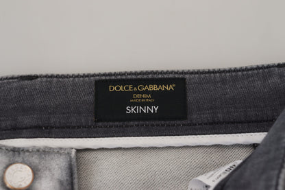 Dolce & Gabbana Elegant Gray Washed Cotton Blend Pants - IT46 | S