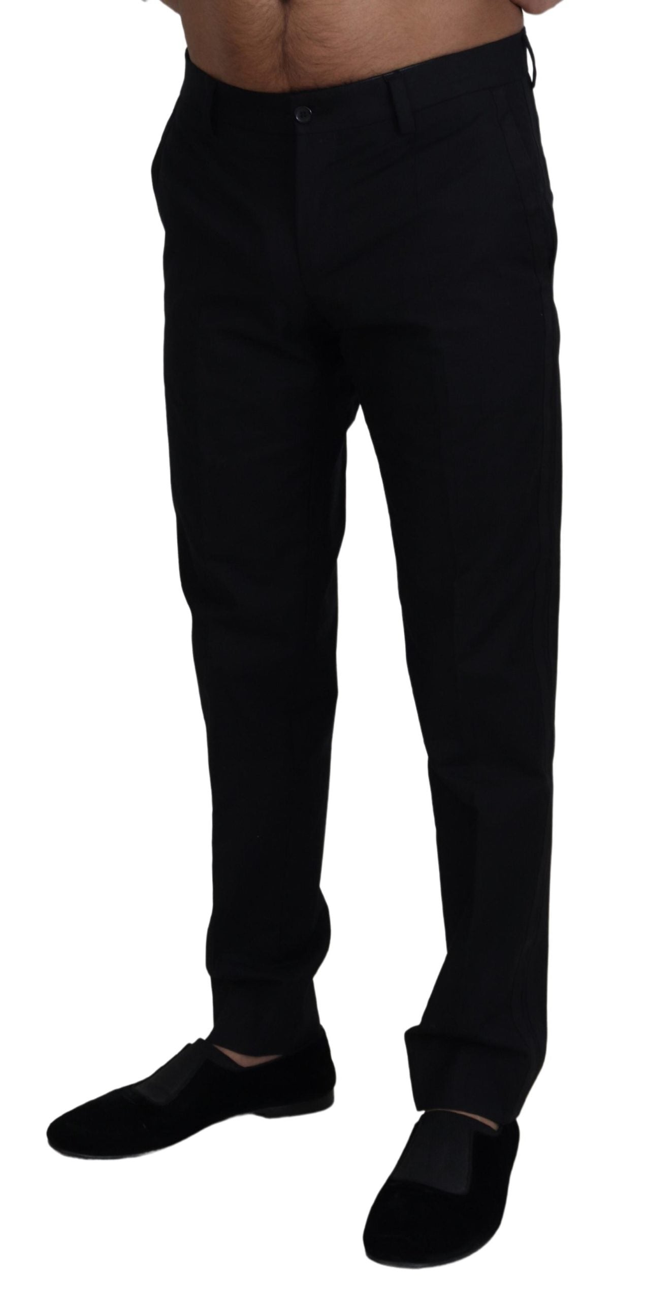 Dolce & Gabbana Elegant Black Cotton Trousers - IT46 | S