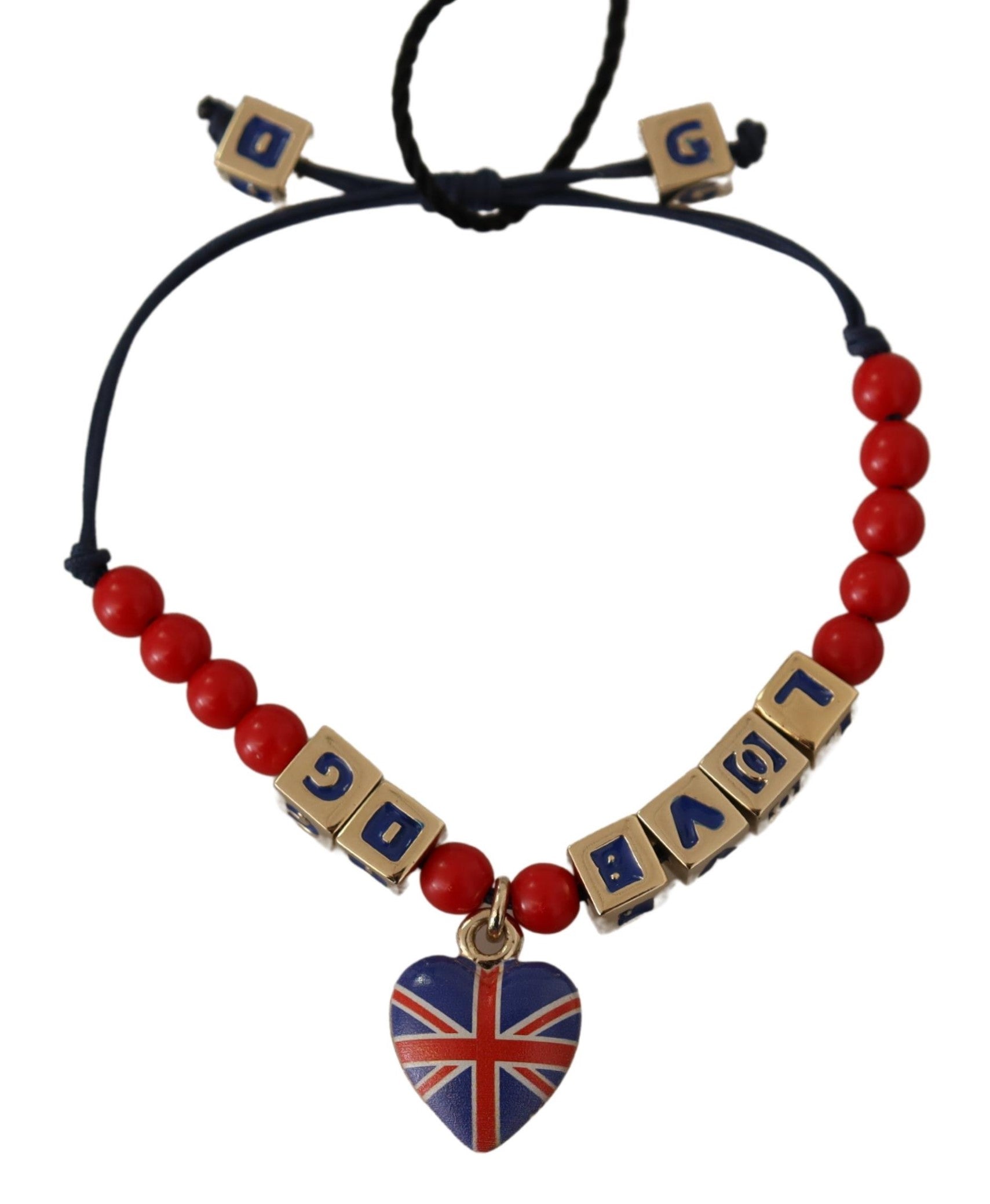 Dolce & Gabbana Elegant Blue Red Glass & Zama Bracelet