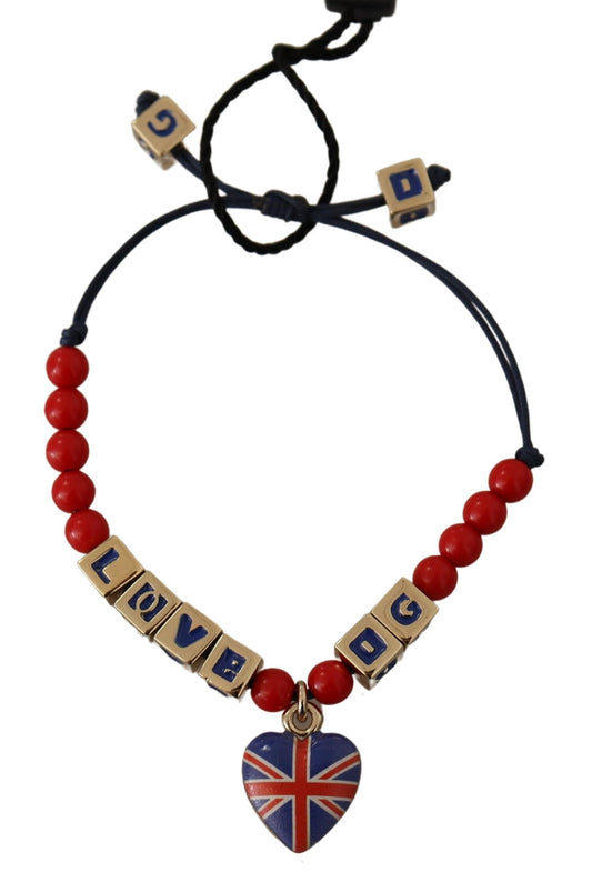 Dolce & Gabbana Elegant Blue Red Glass & Zama Bracelet