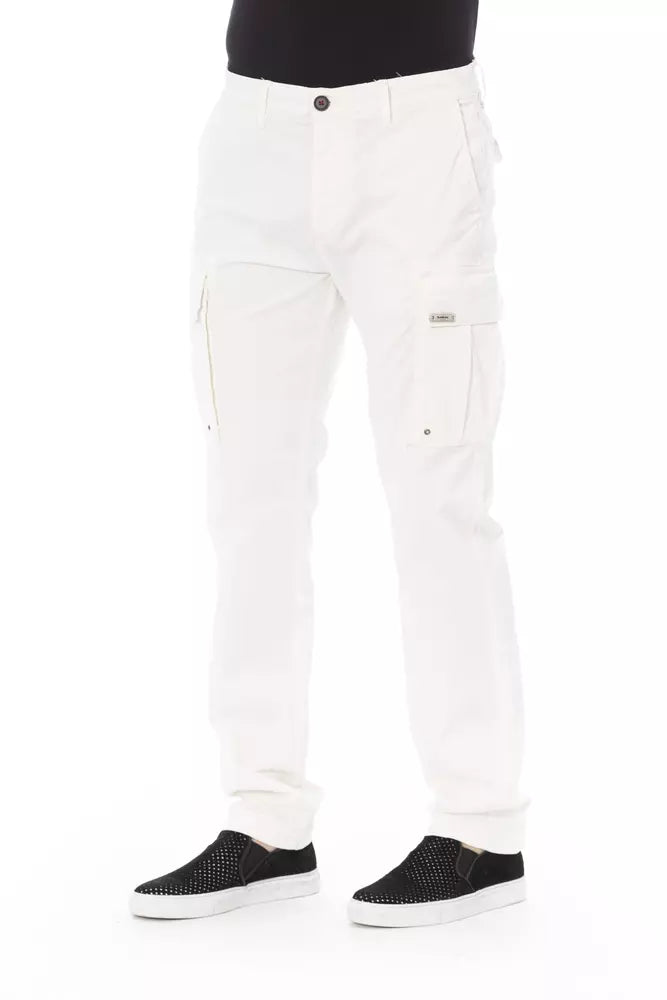 Baldinini Trend White Cotton Men Cargo Trouser