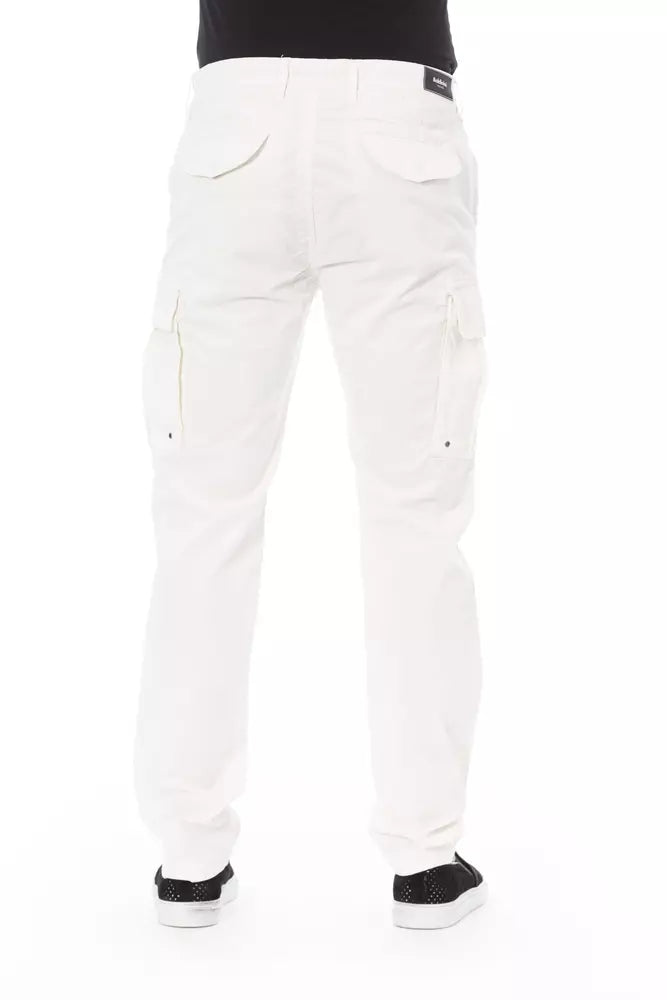 Baldinini Trend White Cotton Men Cargo Trouser