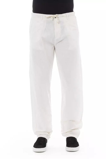 Baldinini Trend White Cotton Men Chino Trouser