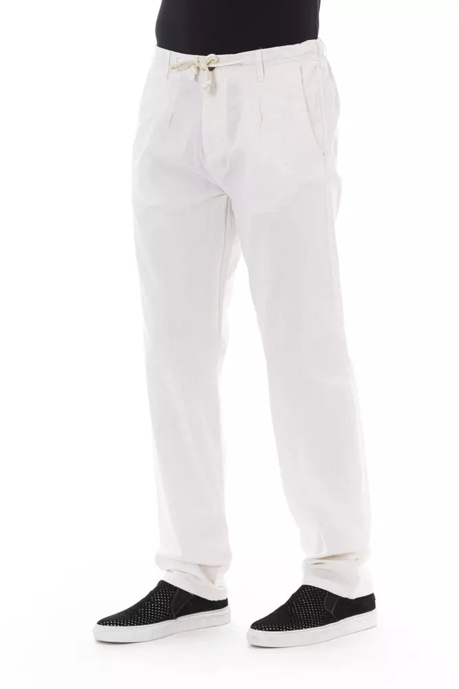 Baldinini Trend White Cotton Men Chino Trouser