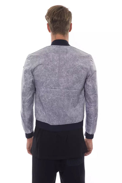 Nicolo Tonetto Gray Polyester Men Bomber Jacket