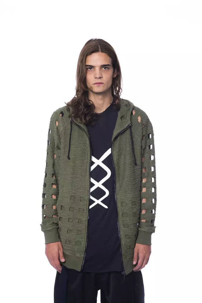 Nicolo Tonetto Army Cotton Men Sweater with Zip Closure