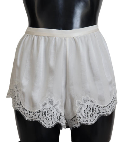 Dolce & Gabbana Elegant White Lace Lingerie Shorts - IT40|S