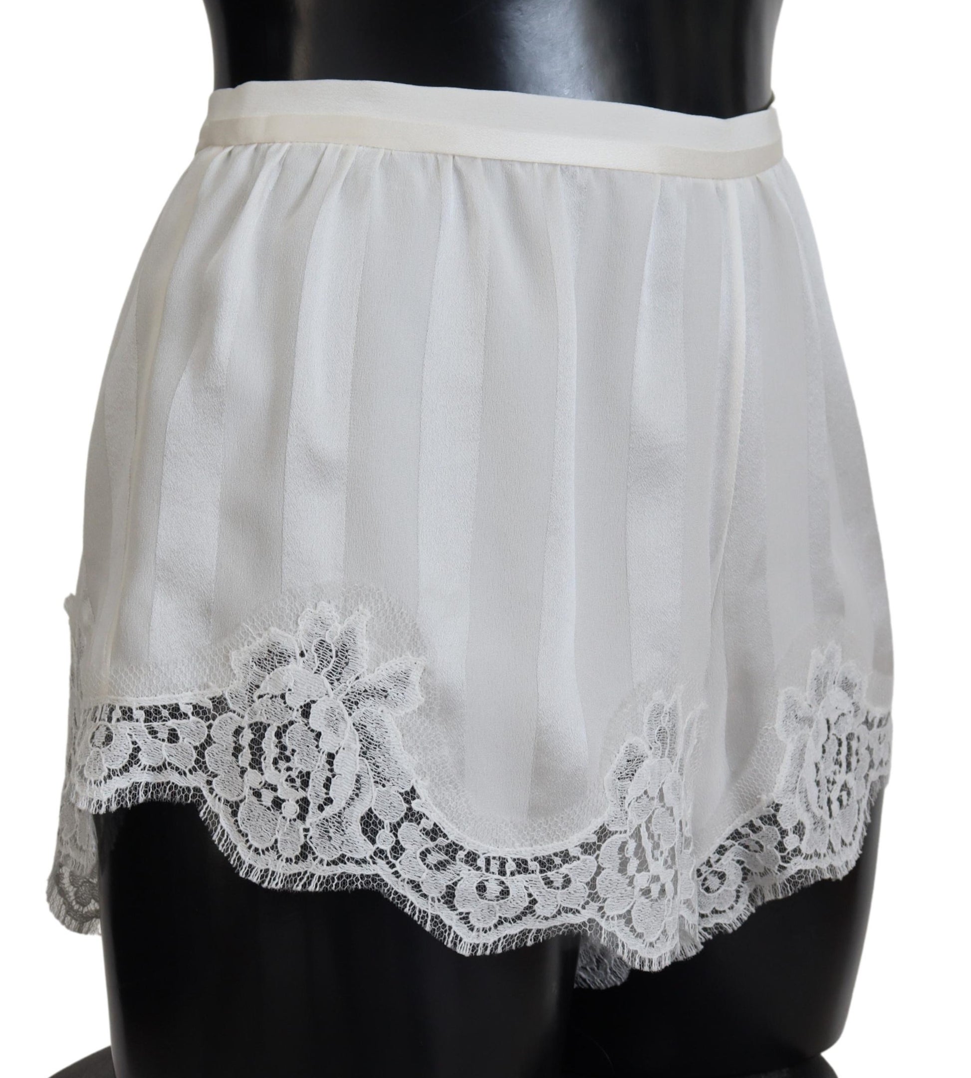 Dolce & Gabbana Elegant White Lace Lingerie Shorts - IT40|S