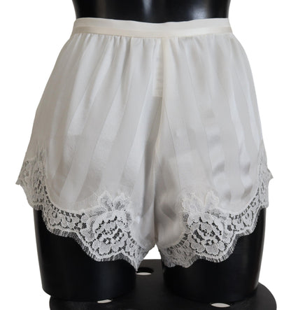 Dolce & Gabbana Elegant White Lace Lingerie Shorts - IT40|S