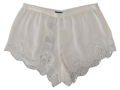 Dolce & Gabbana Elegant White Lace Lingerie Shorts - IT40|S