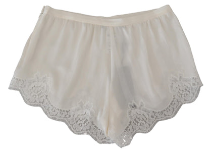 Dolce & Gabbana Elegant White Lace Lingerie Shorts - IT40|S