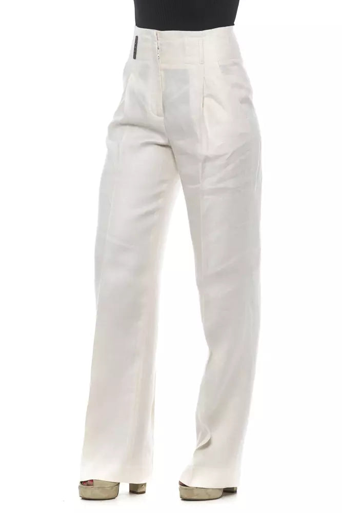 Peserico Elegant High-Waisted Flax Palazzo Pants - IT42 | S