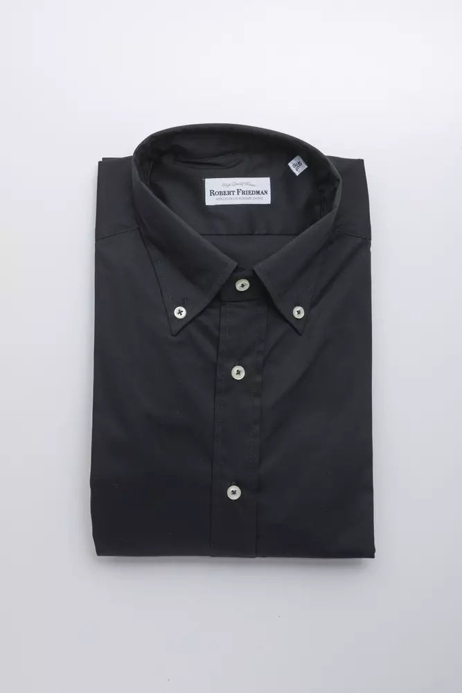 Robert Friedman Black Cotton Men Shirt