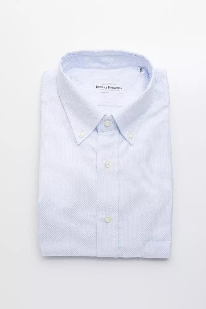 Robert Friedman Light Blue Cotton Men Shirt - XL