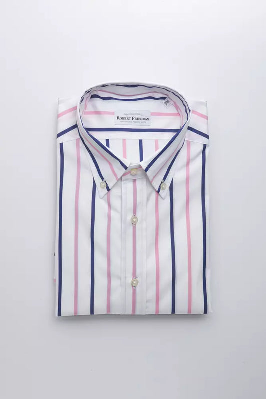 Robert Friedman White Cotton Men Shirt - XL