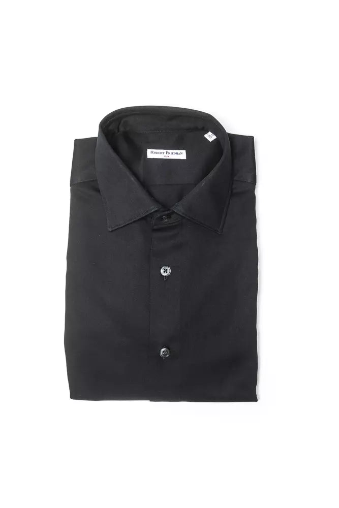 Robert Friedman Black Cotton Men Shirt