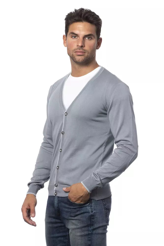 Verri Gray Cotton Men Cardigan - IT50 | L