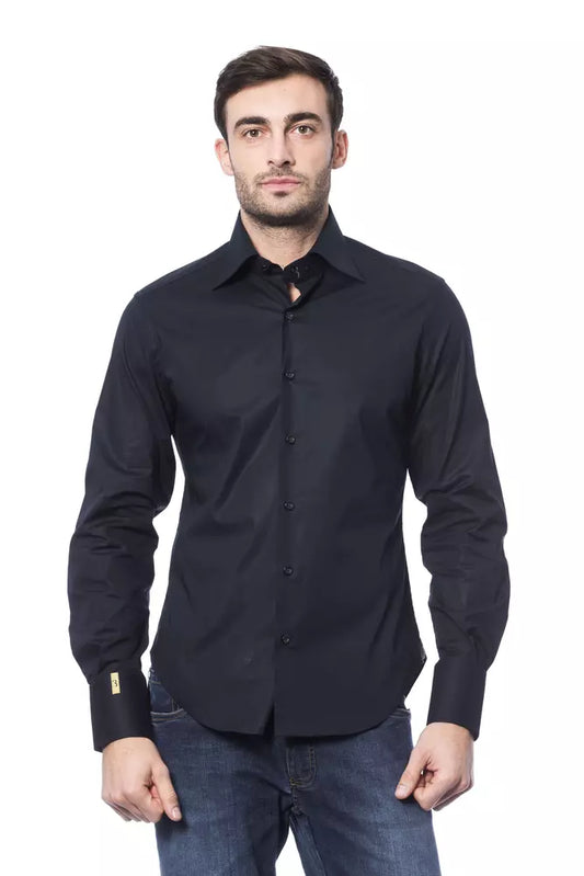 Billionaire Italian Couture Blue Cotton Men Shirt