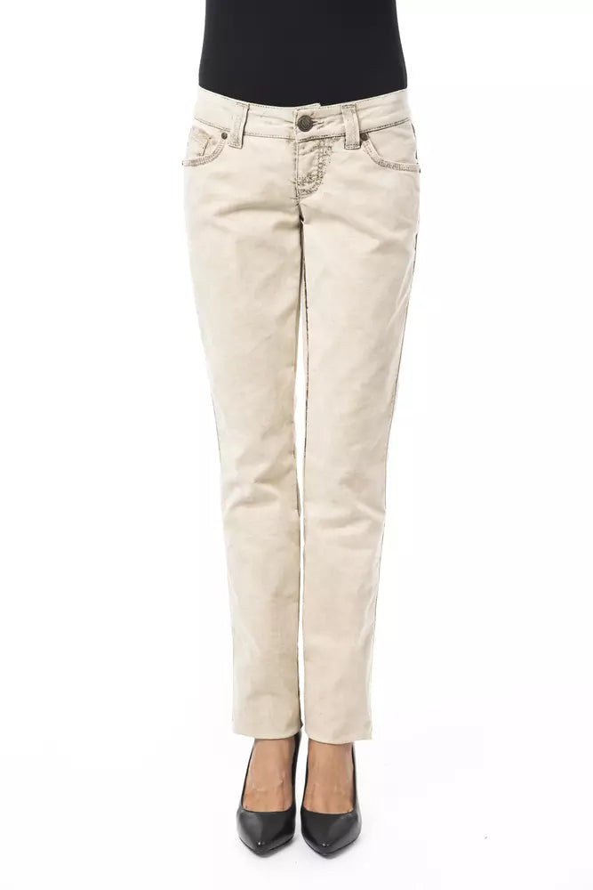 BYBLOS Beige Cotton Women's Slim Jean