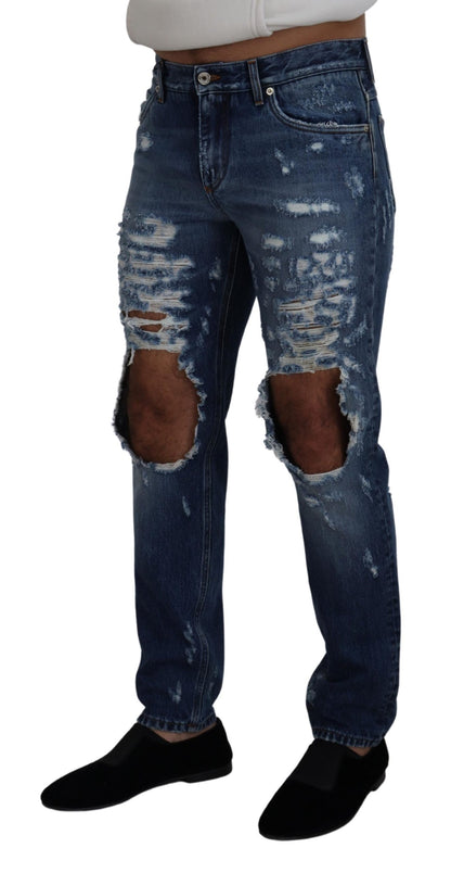 Dolce & Gabbana Chic Tattered Denim Pants for the Modern Man - IT48 | M