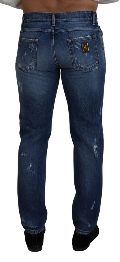 Dolce & Gabbana Chic Tattered Denim Pants for the Modern Man - IT48 | M