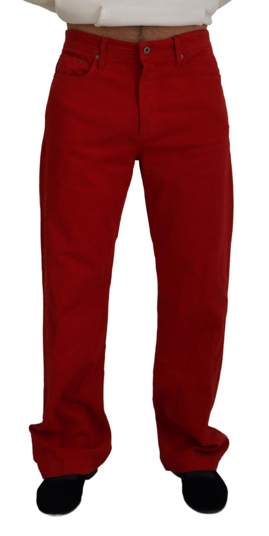 Dolce & Gabbana Chic Red Cotton Denim Pants - IT46 | S