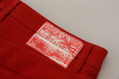 Dolce & Gabbana Chic Red Cotton Denim Pants - IT46 | S