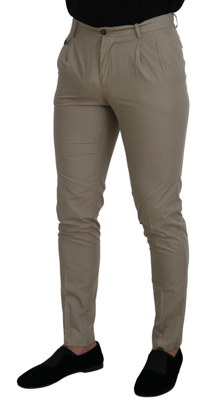 Dolce & Gabbana Stunning Beige Italian Cotton Trousers - IT44 | XS