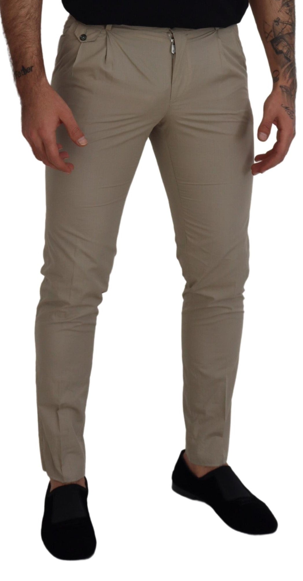 Dolce & Gabbana Stunning Beige Italian Cotton Trousers - IT44 | XS