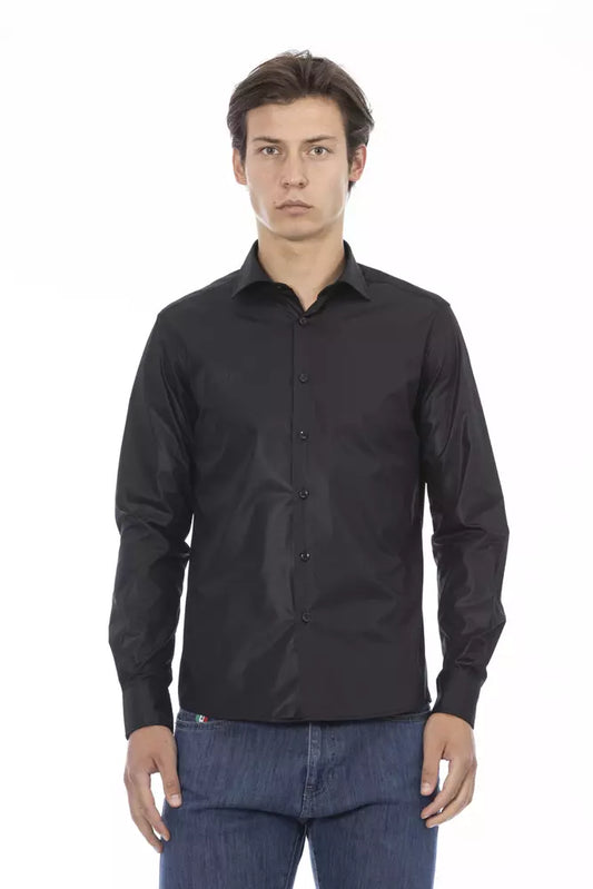 Baldinini Trend Black Polyester Mens Shirt