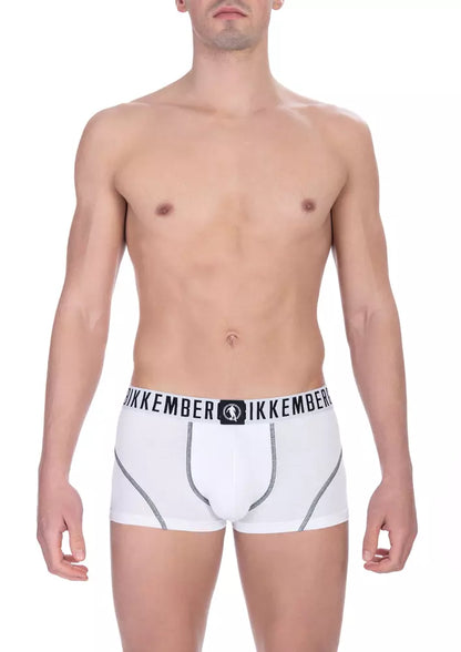 Bikkembergs White Cotton Men Underwear Trunk Twin Pack