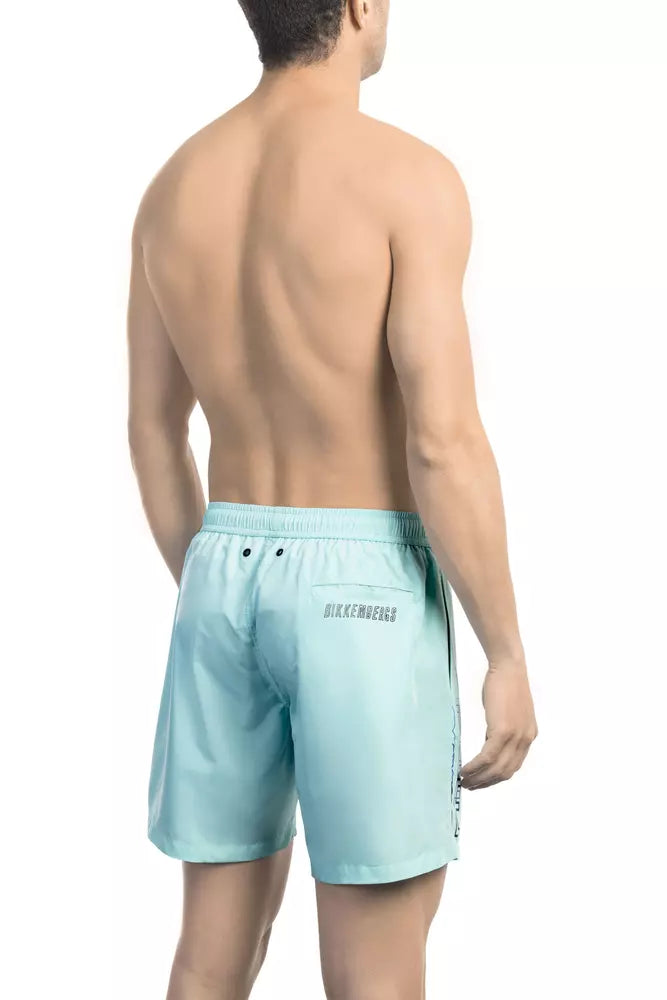 Bikkembergs Light Blue Polyester Men Swim Short