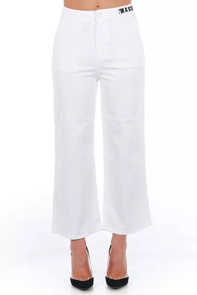 Frankie Morello White Cotton Women’s Cropped Trouser