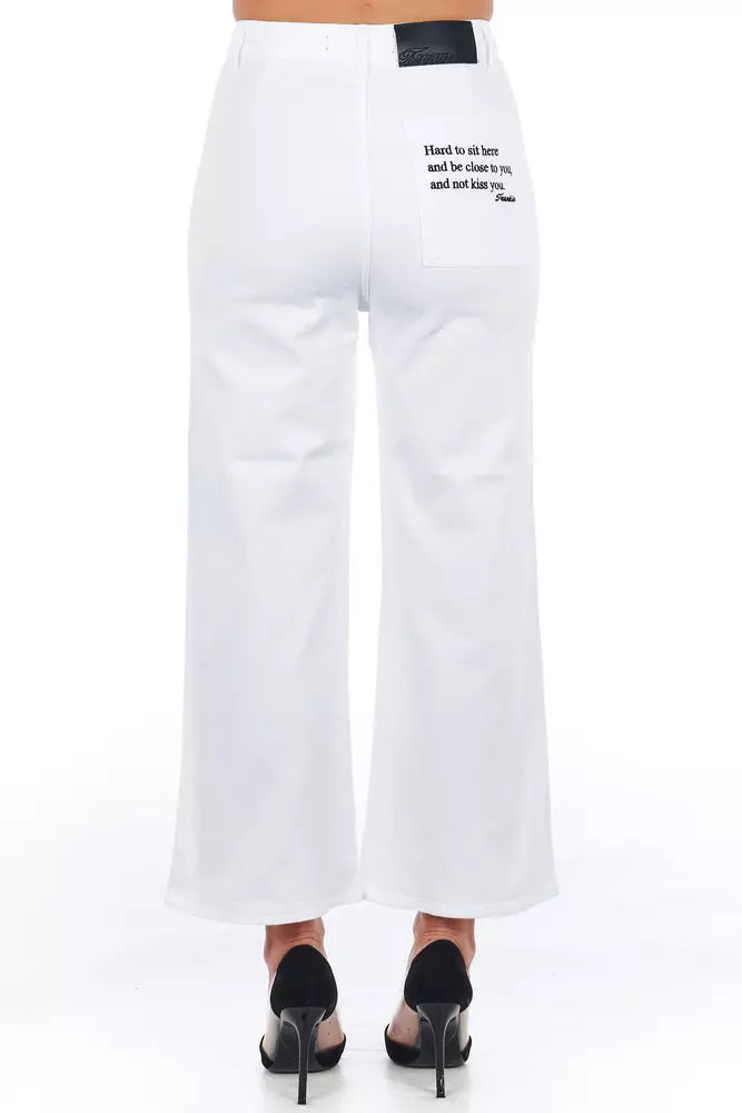 Frankie Morello White Cotton Women’s Cropped Trouser