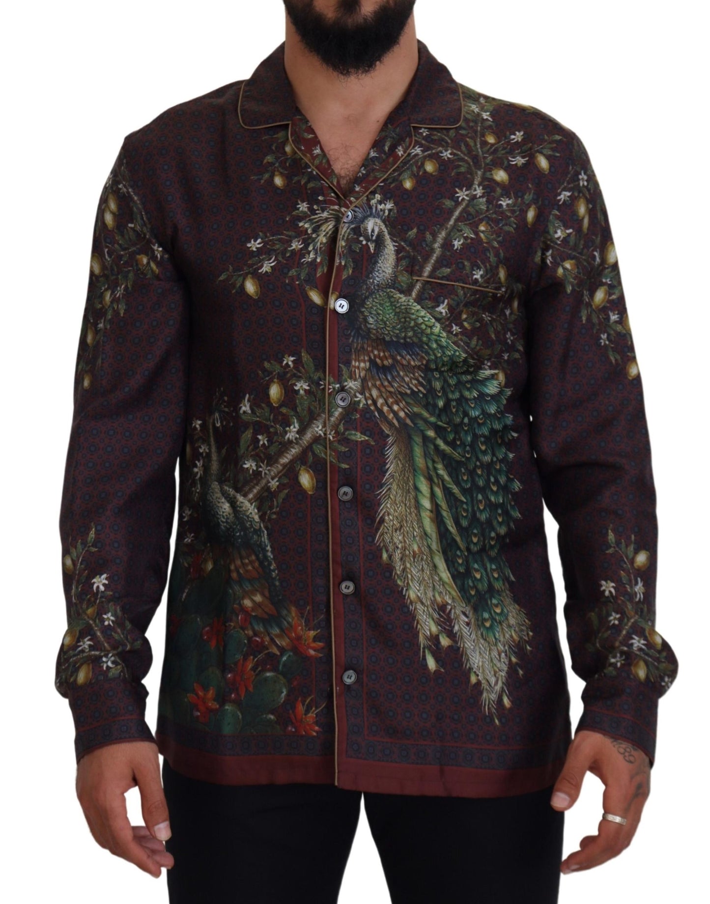 Dolce & Gabbana Elegant Silk Satin Men’s Pajama Style Shirt