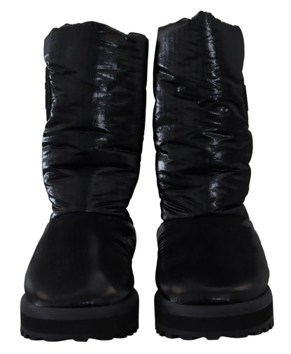 Dolce & Gabbana Elegant Mid-Calf Boots in Black Polyester - EU44/US11