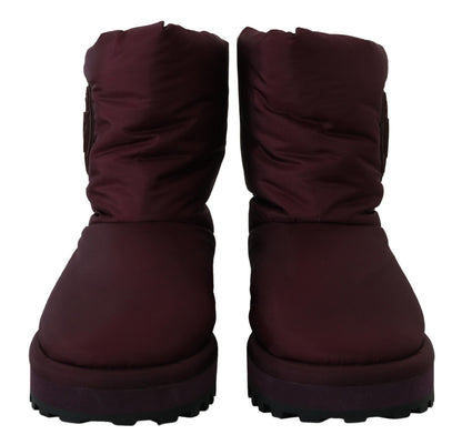 Dolce & Gabbana Elegant Bordeaux Mid Calf Boots - EU44/US11