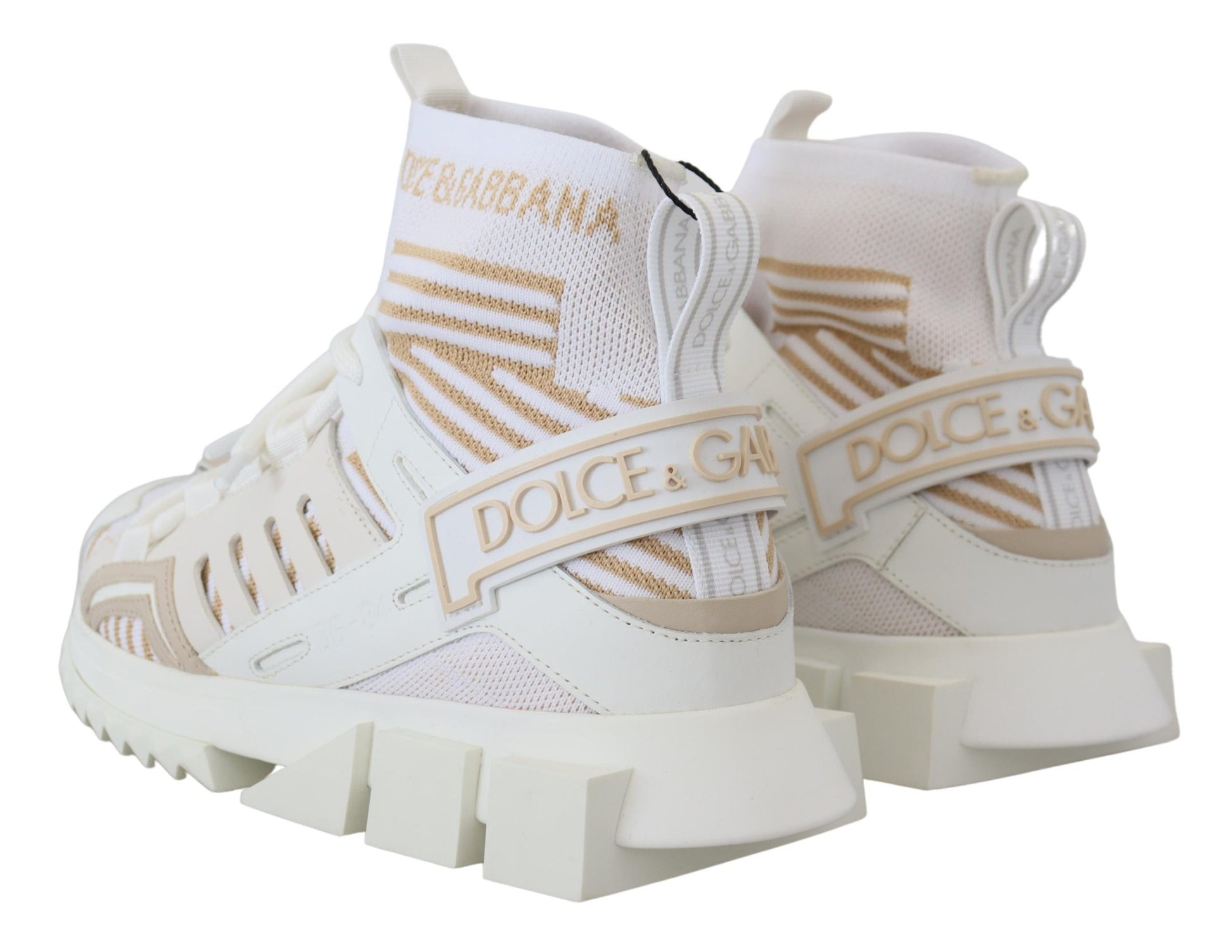 Dolce & Gabbana Elegant White Beige SORRENTO Sneakers - EU39/US6