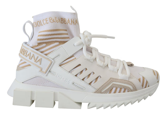 Dolce & Gabbana Elegant White Beige SORRENTO Sneakers - EU39/US6