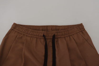 Dolce & Gabbana Chic Brown Cashmere-Silk Jogger Pants - IT48 | M