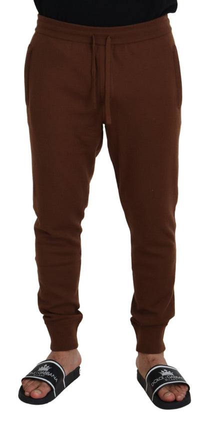 Dolce & Gabbana Elegant Brown Cashmere Jogger Pants - IT56 | XL