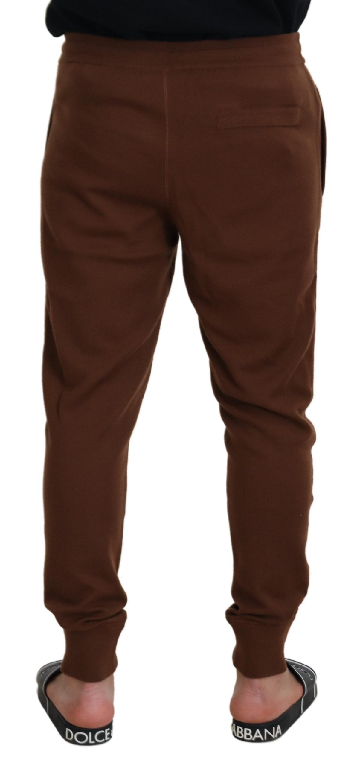 Dolce & Gabbana Elegant Brown Cashmere Jogger Pants - IT56 | XL