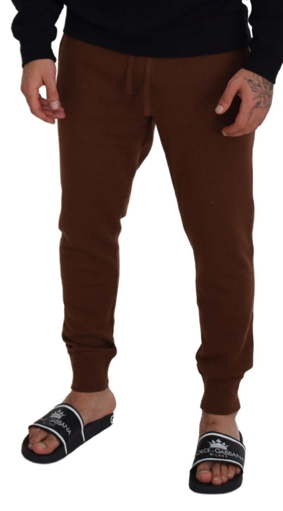 Dolce & Gabbana Elegant Brown Cashmere Jogger Pants - IT56 | XL