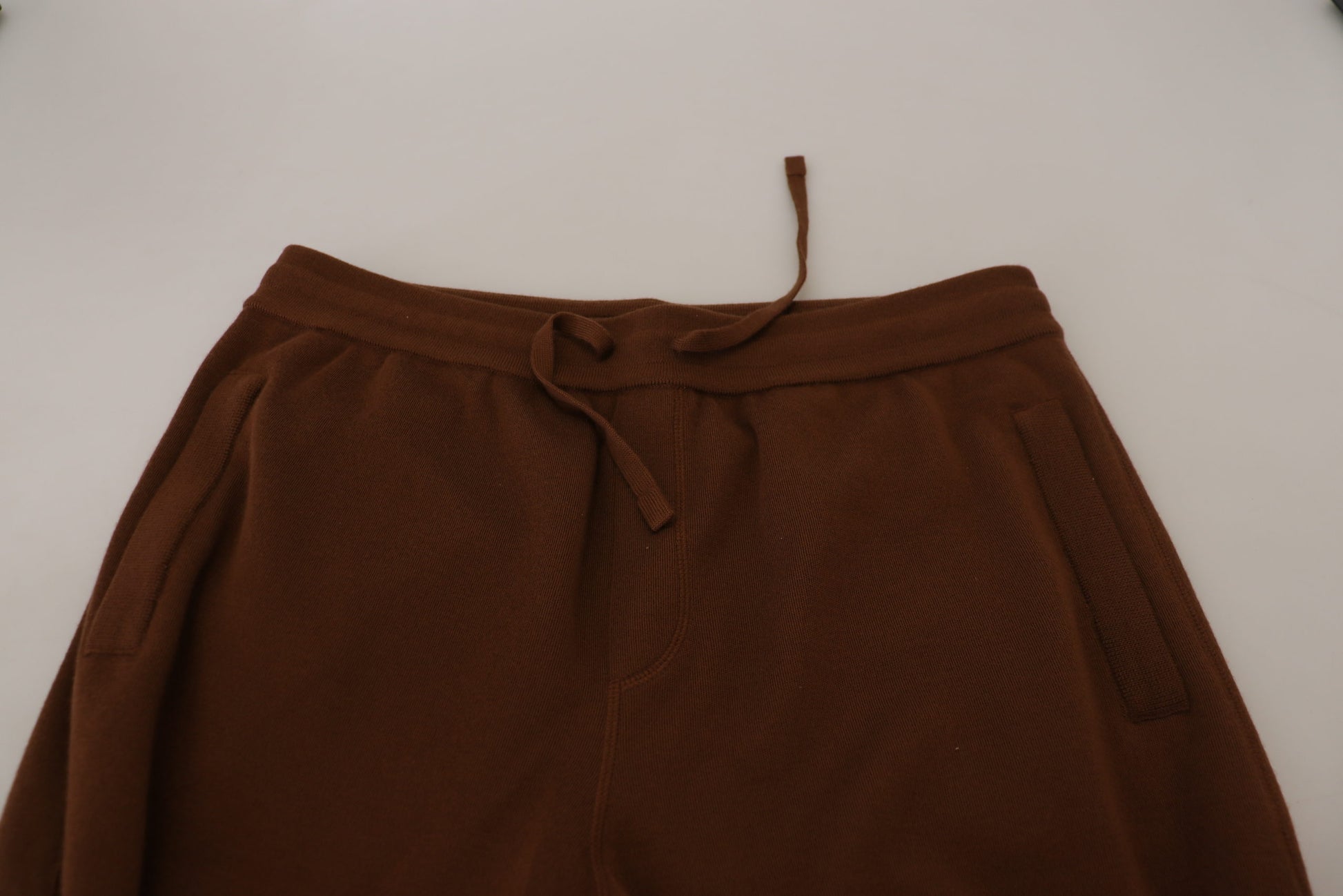 Dolce & Gabbana Elegant Brown Cashmere Jogger Pants - IT56 | XL