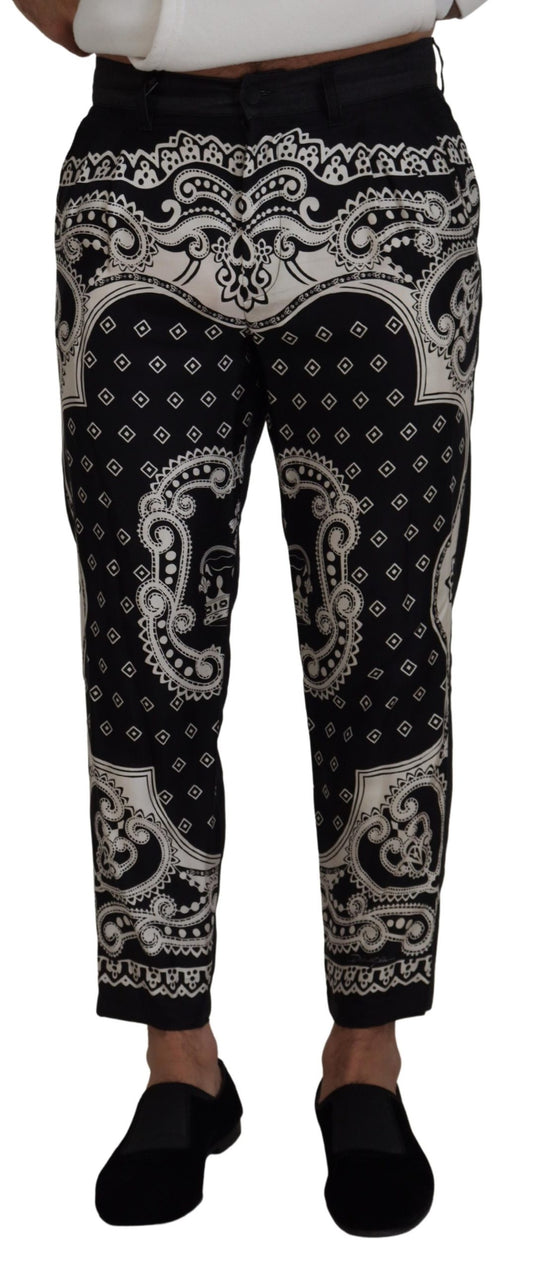 Dolce & Gabbana Elegant Bandana Print Silk-Cotton Pants - IT48 | M