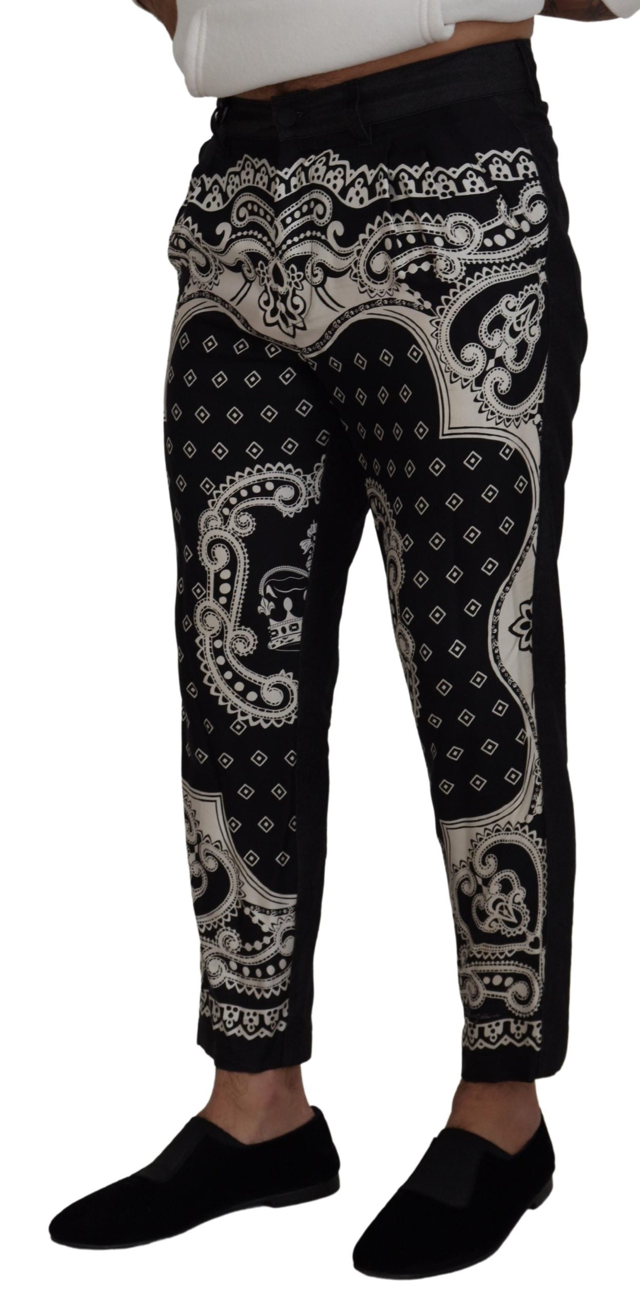 Dolce & Gabbana Elegant Bandana Print Silk-Cotton Pants - IT48 | M