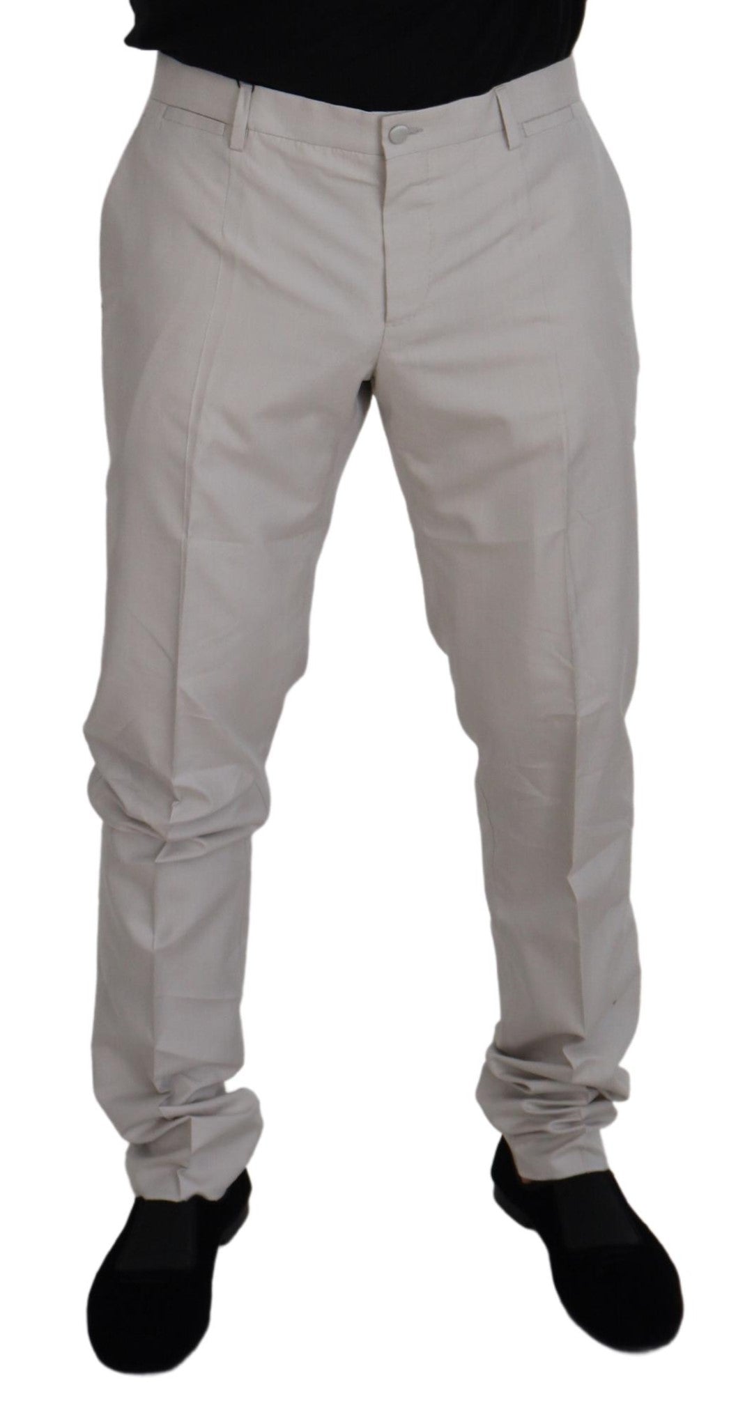 Dolce & Gabbana Elegant Off White Silk Blend Trousers - IT54 | XL