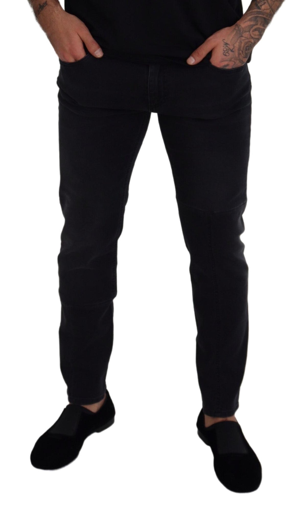 Dolce & Gabbana Sleek Black Cotton Blend Denim Pants - IT50 | L